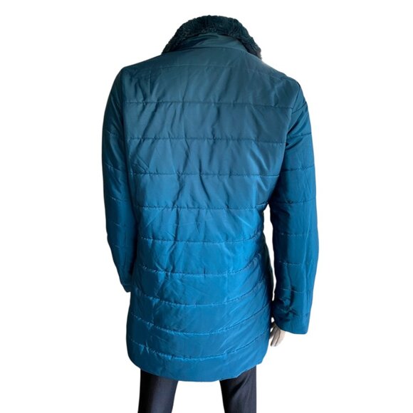 Deep Teal Green Reversable Faux Fur Teddy Jacket Sz M/8 - Picture 7 of 10
